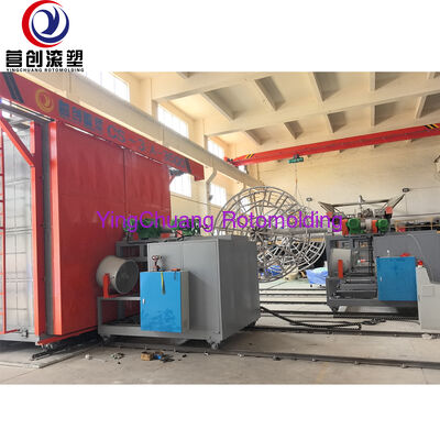 यिंगचुआंग CS-3A-3500 ट्रैक प्रकार घूर्णी मोल्डिंग मशीन, रोटोमोल्ड खोखले प्लास्टिक लेखों के लिए स्वचालित गैस गर्म तीन आर्म रोटोमोल्डिंग सिस्टम